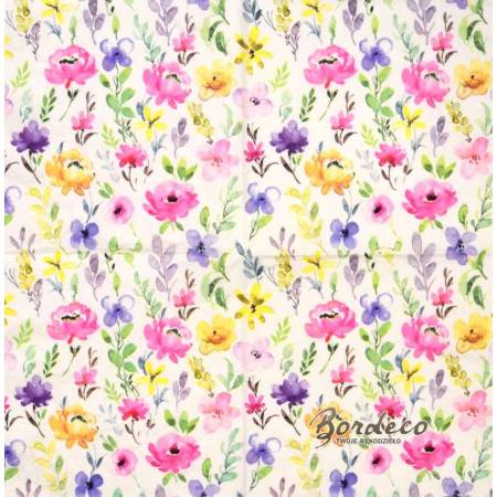 Serwetka decoupage seria FLORALYS kwiaty akwarela 33x33cm